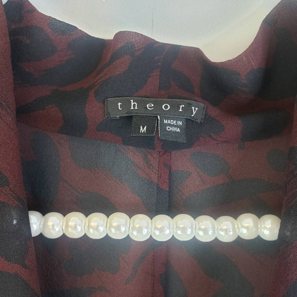 Theory Sheer Camo‎ Print Blouse SZ M - Picture 3 of 6